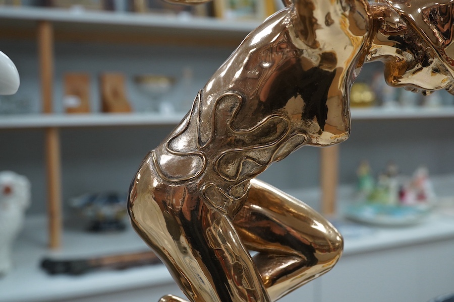 Anna Chromy, marble and bronze sculpture of a woman on a wave, limited edition 2/1063cm high. Condition - good